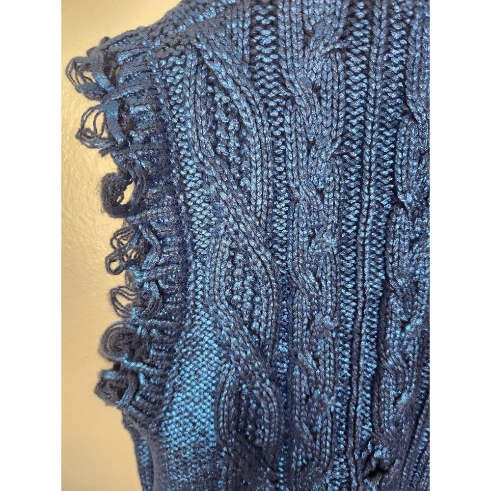 Zara Women's Sz. S Metallic Cropped Oversized Blue Sweater NWT - Picture 4 of 4